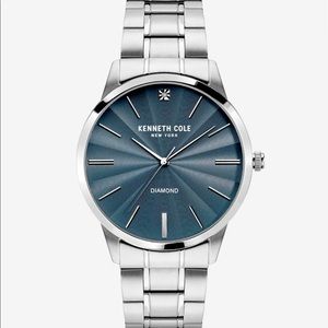 Kenneth Cole Silver Slim Watch with Stainless Steel Band & Diamond